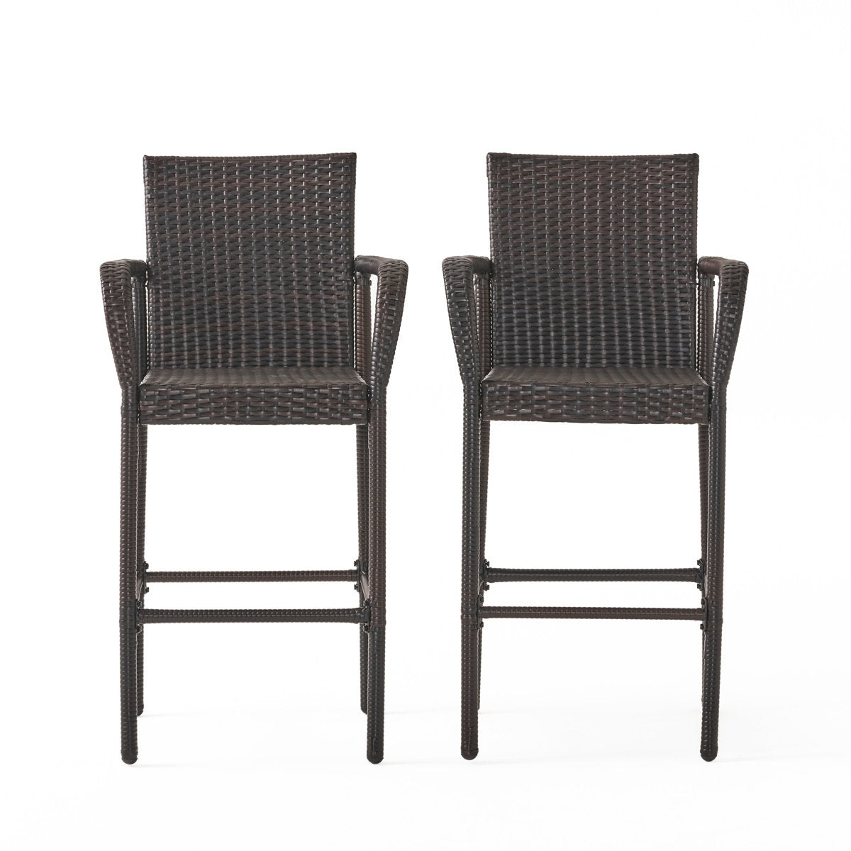 Wulfern Filizi Woven Wicker Bar Stools, Set of 2