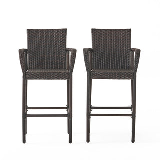 Wulfern Filizi Woven Wicker Bar Stools, Set of 2