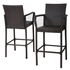 Angle | Three-quarter view of the Wulfern Filizi Woven Wicker Bar Stools, Set of 2