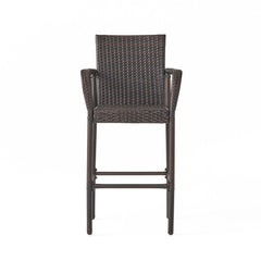 Front | Straight-on view of the Wulfern Filizi Woven Wicker Bar Stools, Set of 2