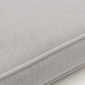 Upholstery detail | light-gray woven olefin cushion fabric and tone-on-tone piped seam
