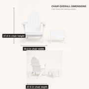 Dimensions | Chair shown with ottoman; chair measures 30.4 inches wide, 37.6 inches deep, and 37.8 inches high
