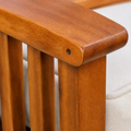 Hardware | close crop of the acacia arm-to-side-panel join with vertical spindles and a recessed screw