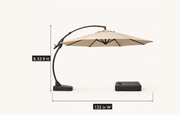 Dimensions | dimension diagram of Sand offset cantilever umbrella with 132 in canopy width and 8.53 ft overall height