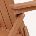 Close view | folding support joint, silver screws, and warm teak-tone chair surfaces filling the frame