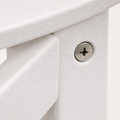 Hardware | close-up of a round stainless Phillips screw at a white HDPE chair arm joint
