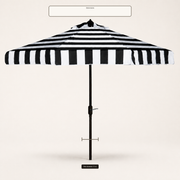 Dimensions | front umbrella view with a 1.5 inch pole diameter callout
