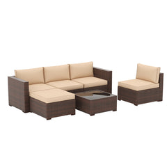 Angle | Three-quarter view of the Wulfern Katapola 4-Person Modular Patio Conversation Set