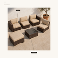 Dimensions | seat height and cushion height dimensions for the six-piece wicker conversation set