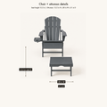 Details | gray HDPE chair and ottoman with 12.5 in seat height, 28 in ottoman width, and 21 in depth