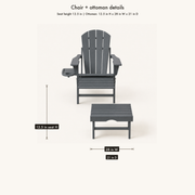 Details | gray HDPE chair and ottoman with 12.5 in seat height, 28 in ottoman width, and 21 in depth