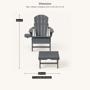 Dimensions | chair and ottoman overall 36 in high x 30 in wide x 51 in deep