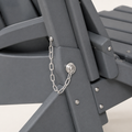 Hardware detail | close view of the silver adjustment chain, bracket, and fasteners on the gray HDPE chair