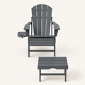 Front | gray HDPE Adirondack chair with its matching ottoman on clean studio ground