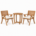 Front | two matching acacia armchairs and the round radial-slat table on a clean studio ground