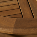 Detail | Macro of warm brown eucalyptus grain, slatted leaf boards, and the routed rim