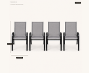 Dimensions | four Gray stacking armchairs with drawn callouts for 36 inch height, 21.25 inch width, and 29 inch depth