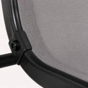 Texture | close view of the gray cross-hatch sling mesh and black chair frame