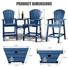 Detail | The Wulfern Kounoupa Bar Height Adirondack Chair Set with Tray Table