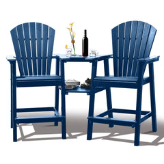 Front | Straight-on view of the Wulfern Kounoupa Bar Height Adirondack Chair Set with Tray Table