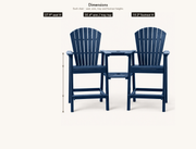 Dimensions | Drawn seat 27.9 inch, arm and tray-top 35.4 inch, and footrest 10.2 inch heights over the set