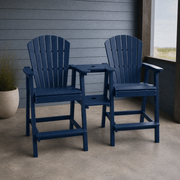 In a room | The connected pair on a cool blue-gray porch with slate floor, both chairs and tray tiers visible