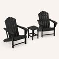 Studio | studio three-quarter view of two black Adirondack chairs and a black square side table