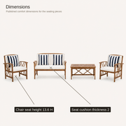 Dimensions | published chair seat height and cushion thickness on full-set studio plate