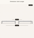 Dimensions | each lounger measures 25 inches wide, 77.5 inches long, and 11.5 inches high
