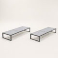 Studio | two flat chaise lounges viewed from the foot end with offset rails and squared legs