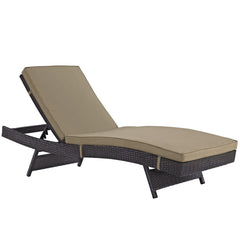 Angle | Three-quarter view of the Wulfern Marmaronisi Cushioned Wicker Chaise Lounge