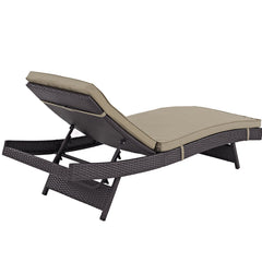 Angle | Three-quarter view of the Wulfern Marmaronisi Cushioned Wicker Chaise Lounge