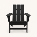 Front | black HDPE Adirondack chair, straight-on front view on a warm white studio ground