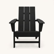 Front | black HDPE Adirondack chair, straight-on front view on a warm white studio ground