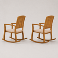 Studio | side and rear profile of two rocking chairs showing the slatted backs and long runners