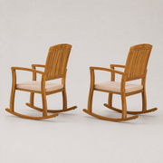 Studio | side and rear profile of two rocking chairs showing the slatted backs and long runners