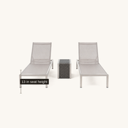 Seat height | front view of the three-piece set with 13-inch chaise seat height