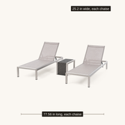 Dimensions | each chaise measures 77.56 inches long and 25.2 inches wide