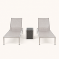 Front studio | full three-piece set with two raised-back chaise lounges and cantilever side table