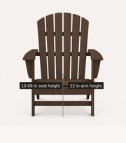 Dimensions | front view of the chair with drawn 13.68 inch seat-height and 22 inch arm-height callouts