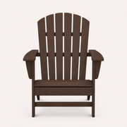 Front | one mahogany fan-back Adirondack chair square to camera on a warm-white studio sweep