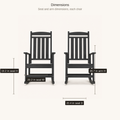 Seat dimensions | Two black rocking chairs with seat and arm height callouts