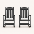 Studio front | Two black rocking chairs with arched five-slat backs and curved runners