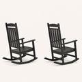 Studio side | Two black rocking chairs in side profiles showing runner depth