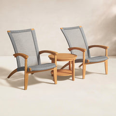 Angle | Three-quarter view of the Wulfern Pontikoussa Teak Adirondack Set