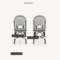 Dimensions | dimension diagram for each chair seat: 16.9 in wide, 17.3 in deep, 17.3 in high