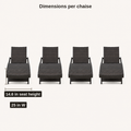 Dimensions | dimension card showing one chaise at 25 inches wide and 14.6 inches seat height, with all four chaises pictured