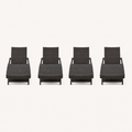 Front | front studio view of four dark brown woven folding chaise lounges