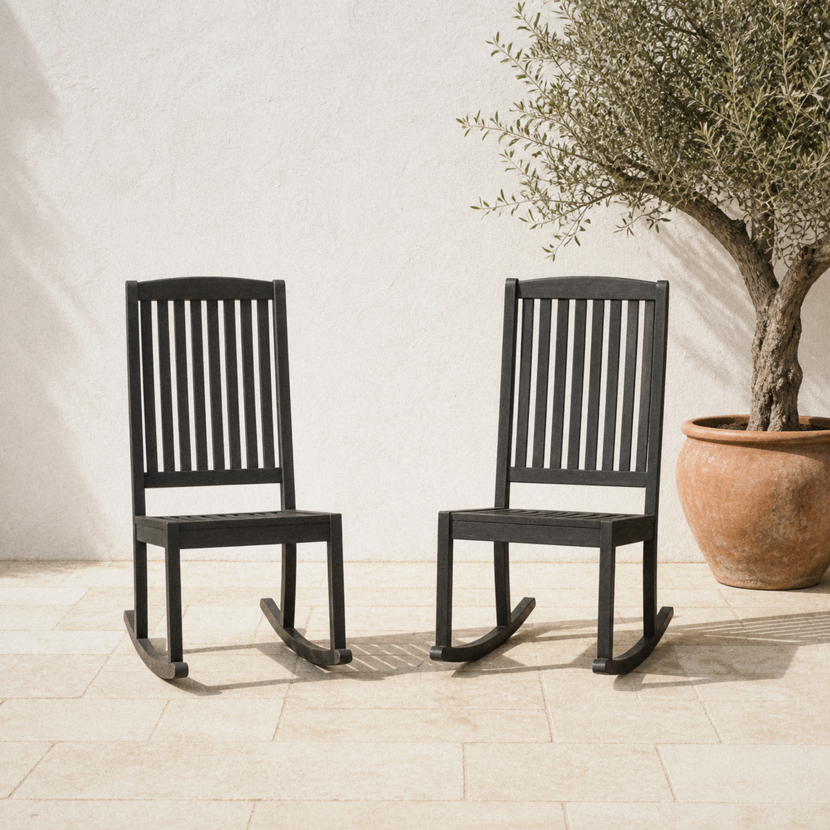 Wulfern Pseria Acacia Rocking Chairs Set of 2