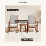 Dimensions | dimension diagram showing 17 inch seat height and the round side table dimensions